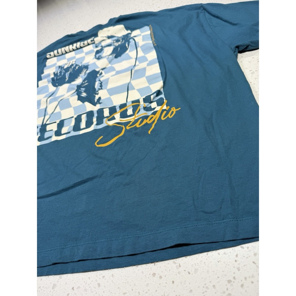 ASOS DESIGN Sunrise Records Studio Graphic Blue T-Shirt Crew Neck Size XL - Picture 5 of 7